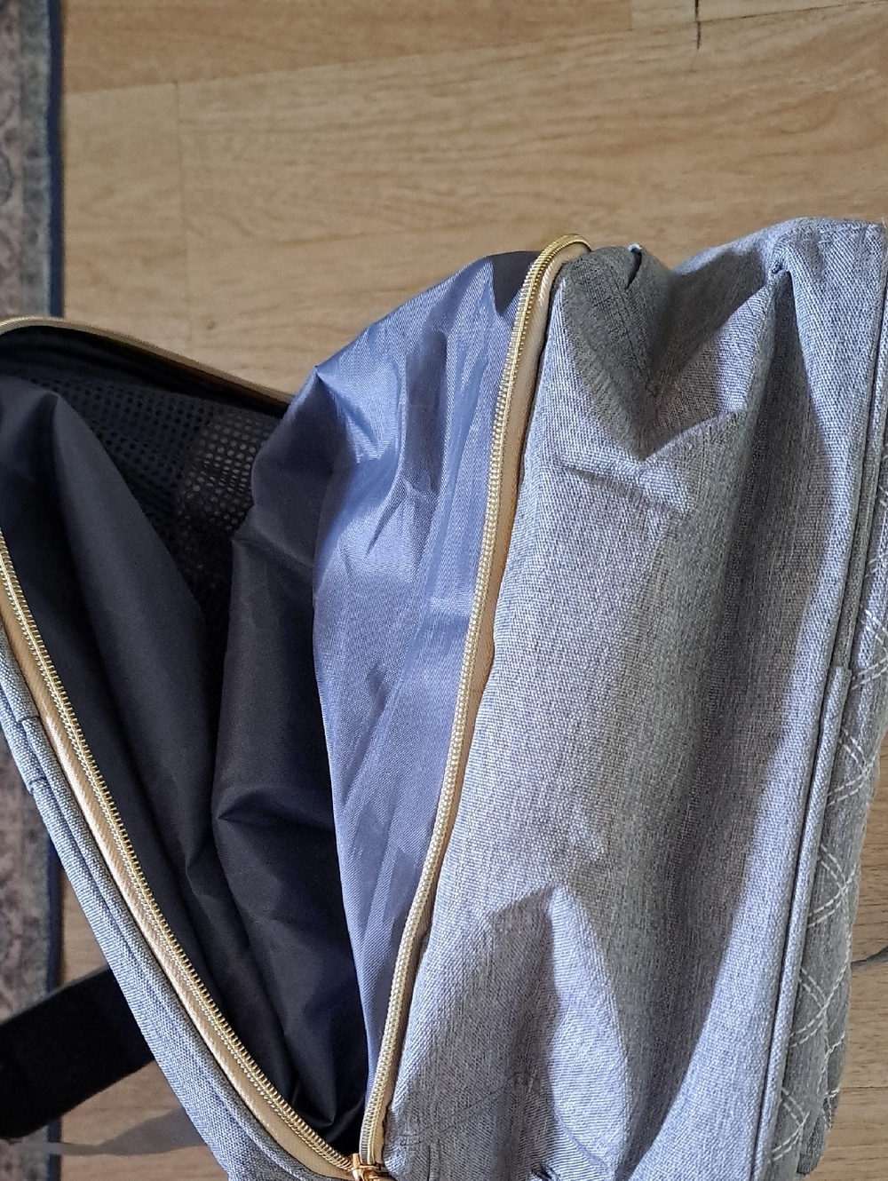 SUNSHINE Gray Baby Backpack with Tan Accents - Picture 4 of 13